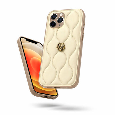 📱 iPhone 14 Pro Max Uyumlu Şık Çiçek Desenli Kılıf – Krem 🌸